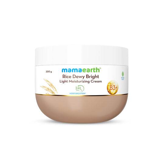 Mamaearth Rice Dewy Bright Light Moisturizing Cream for Skin Brightening (200g)
