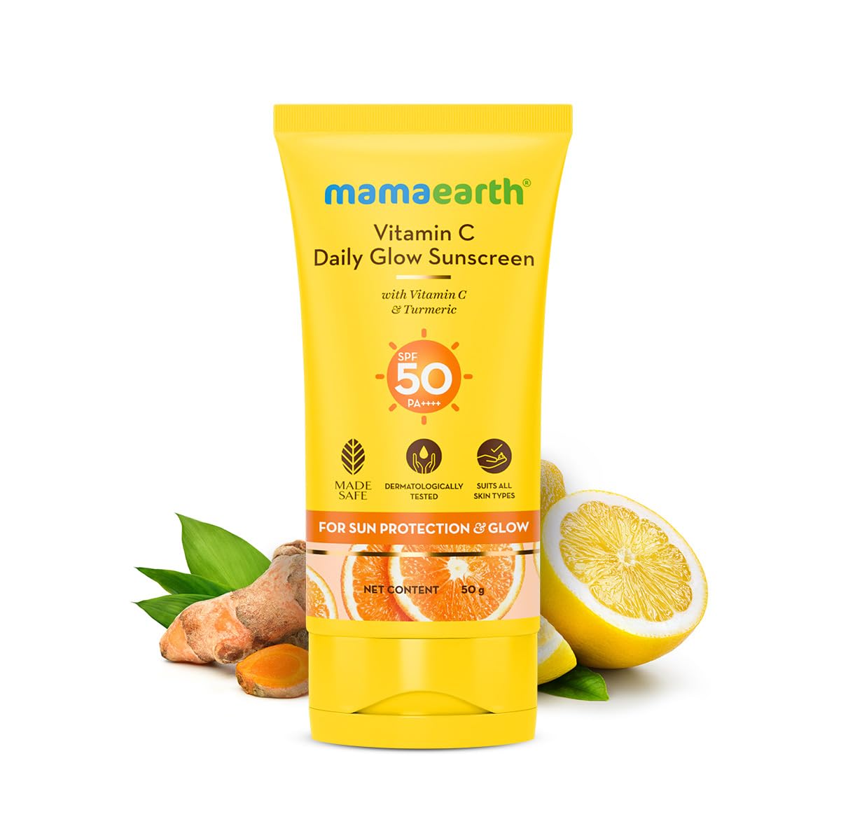 Mamaearth Vitamin C Daily Glow Sunscreen for Sun Protection & Glow - 50g and 80g