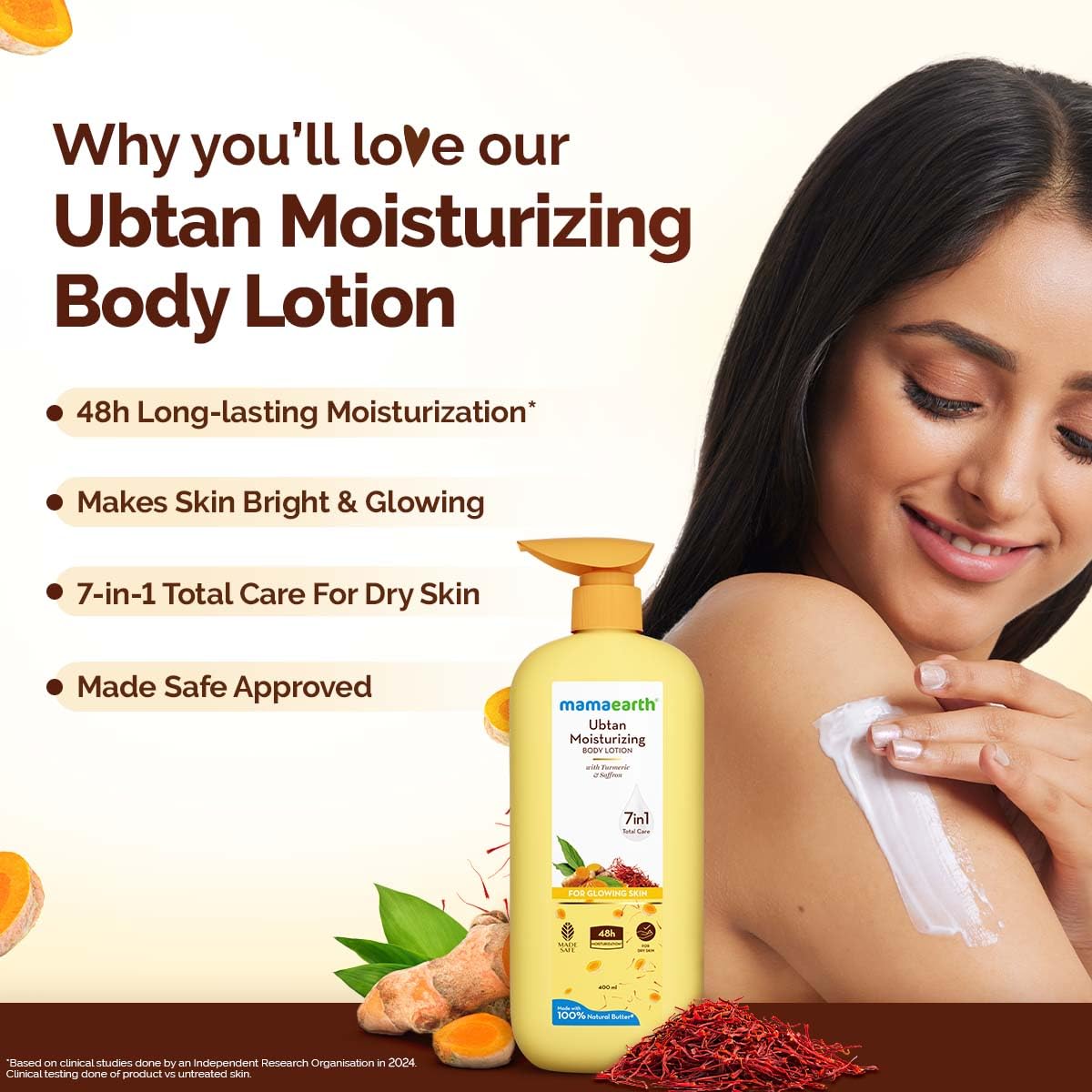 Mamaearth Ubtan Moisturizing Body Lotion for Glowing Skin 400 ml