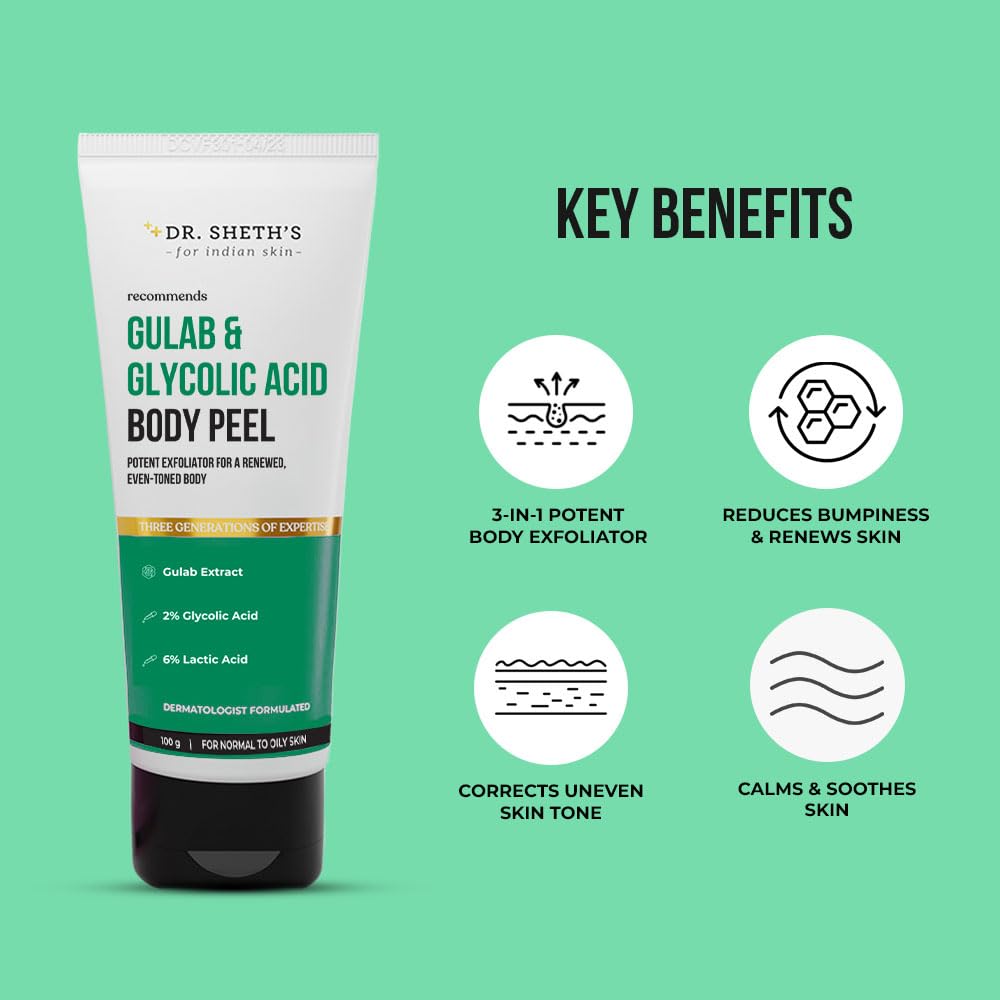 Dr. Sheth's Gulab & Glycolic Acid Body Peel - 100G
