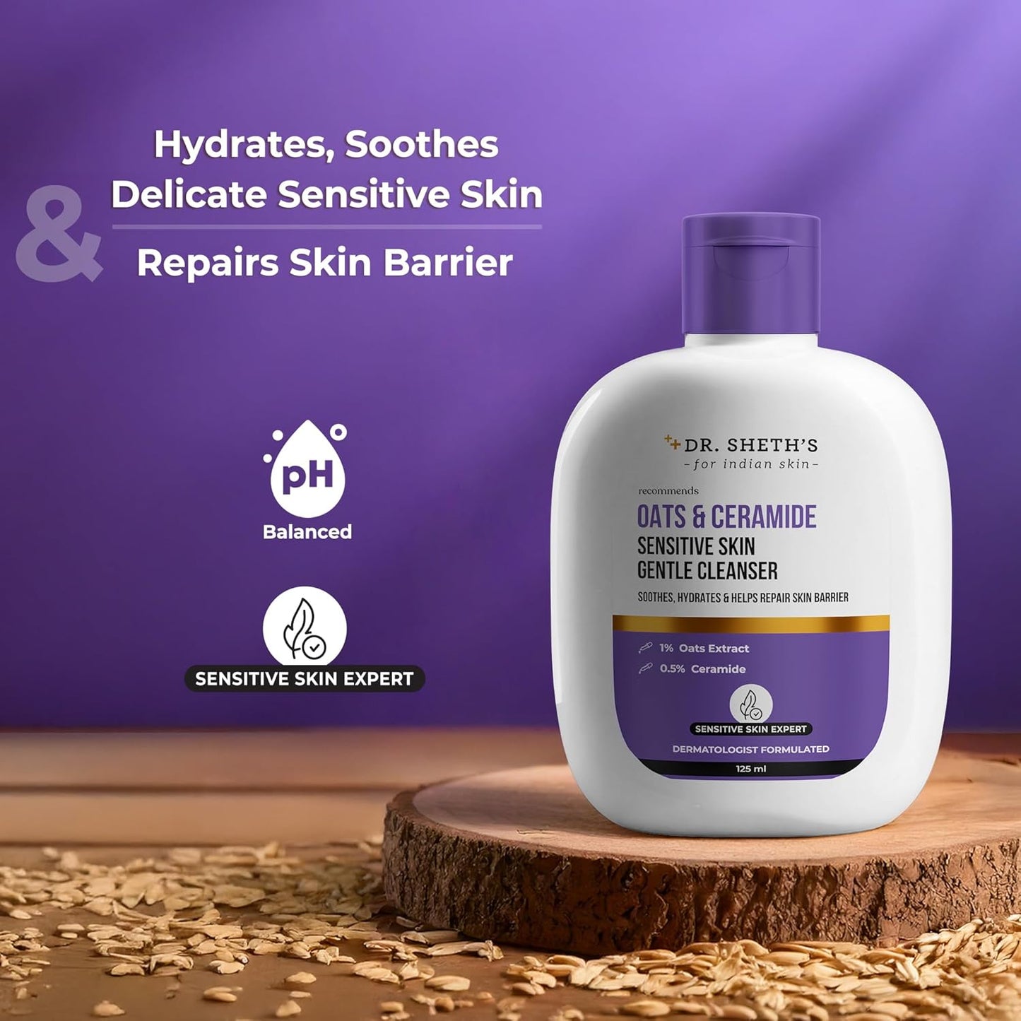 Dr. Sheth's Oats & Ceramide Sensitive Skin Gentle Cleanser | 125ml