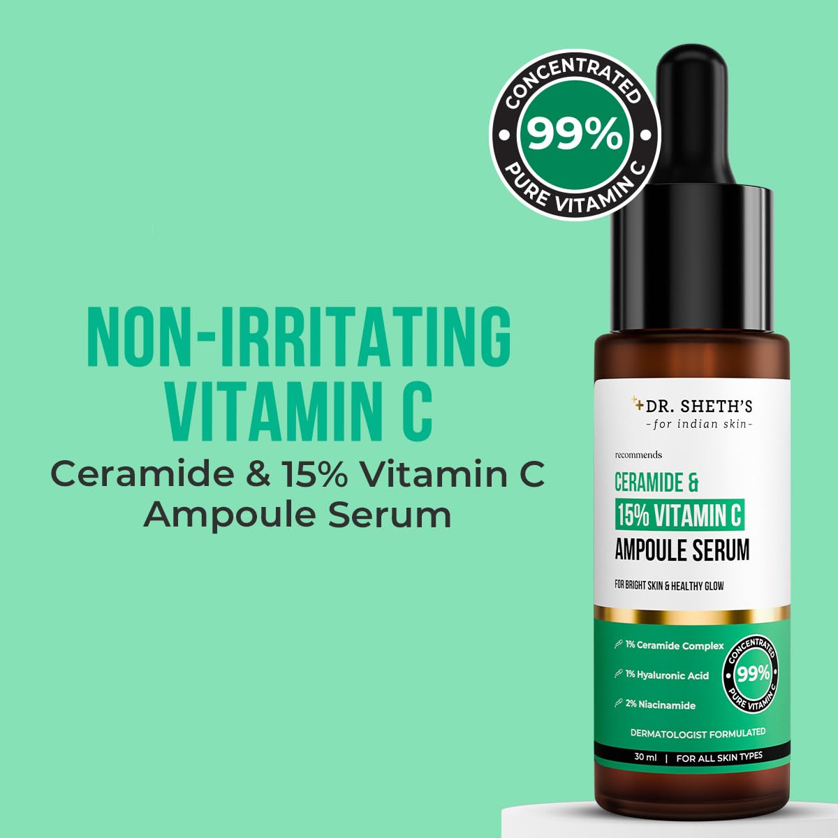 Dr. Sheth's Non-Irritating Ceramide & 15% Vitamin C Ampoule Serum (30ml)