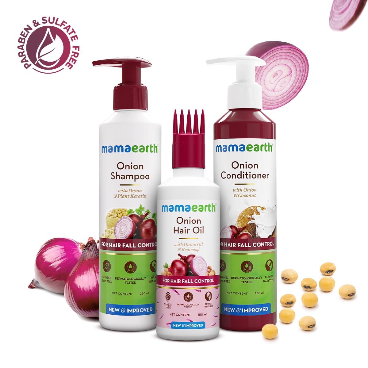 Mamaearth Onion Anti-Hair Fall Spa Kit (Shampoo 250ml + Conditioner 250ml + Oil 150 ml)