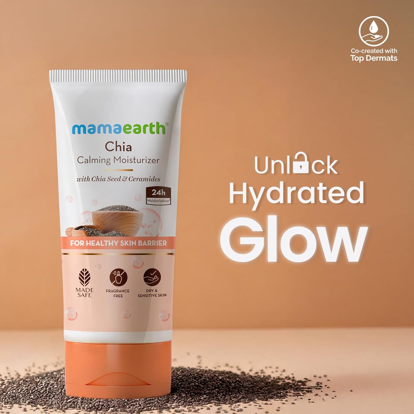 Mamaearth Chia Calming Moisturizer with Chia Seed | For Hydrated Glow | For Dry & Sensitive Skin | 80g