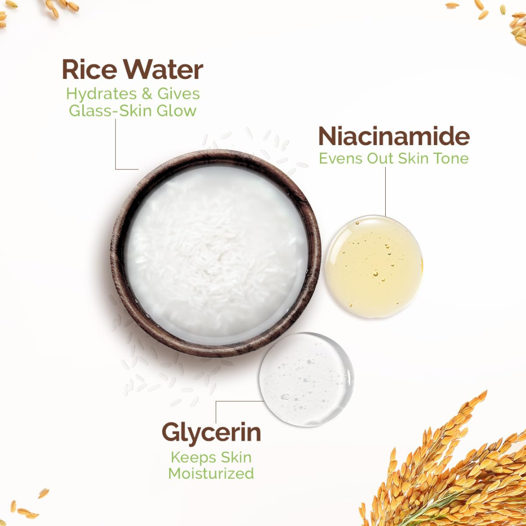 Mamaearth Glass Skin Kit β Rice Face Wash (100ml) + Dewy Toner (150ml) + Tone Up Face Cream (50g)