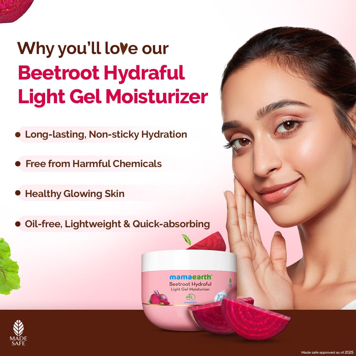 Mamaearth Beetroot Hydraful Light Gel Moisturizer | Hydrated Pink Glow | 200g
