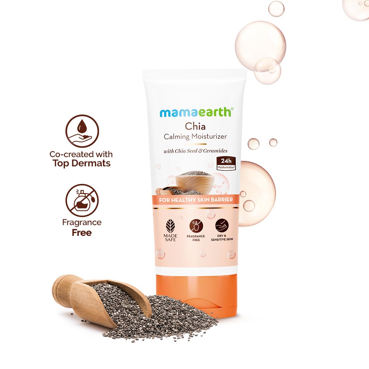 Mamaearth Chia Calming Moisturizer with Chia Seed | For Hydrated Glow | For Dry & Sensitive Skin | 80g