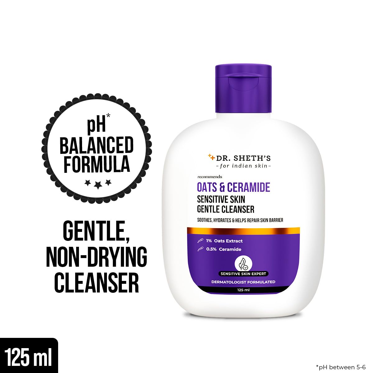 Dr. Sheth's Oats & Ceramide Sensitive Skin Gentle Cleanser | 125ml