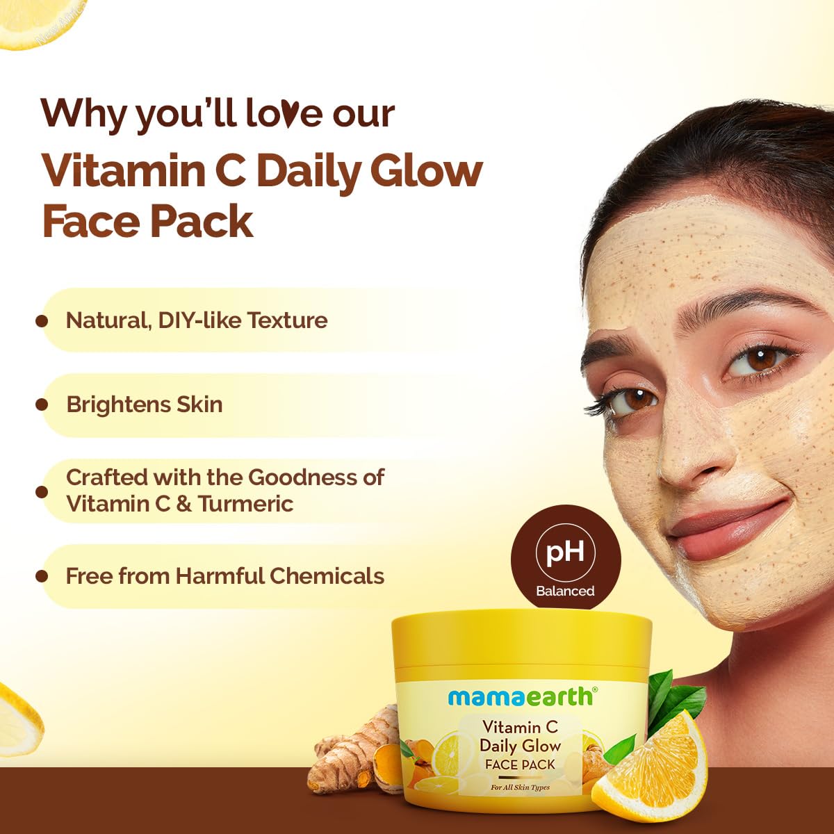 Mamaearth Vitamin C Daily Glow Face Pack For Skin Brightening & Natural Glow (200 ml)