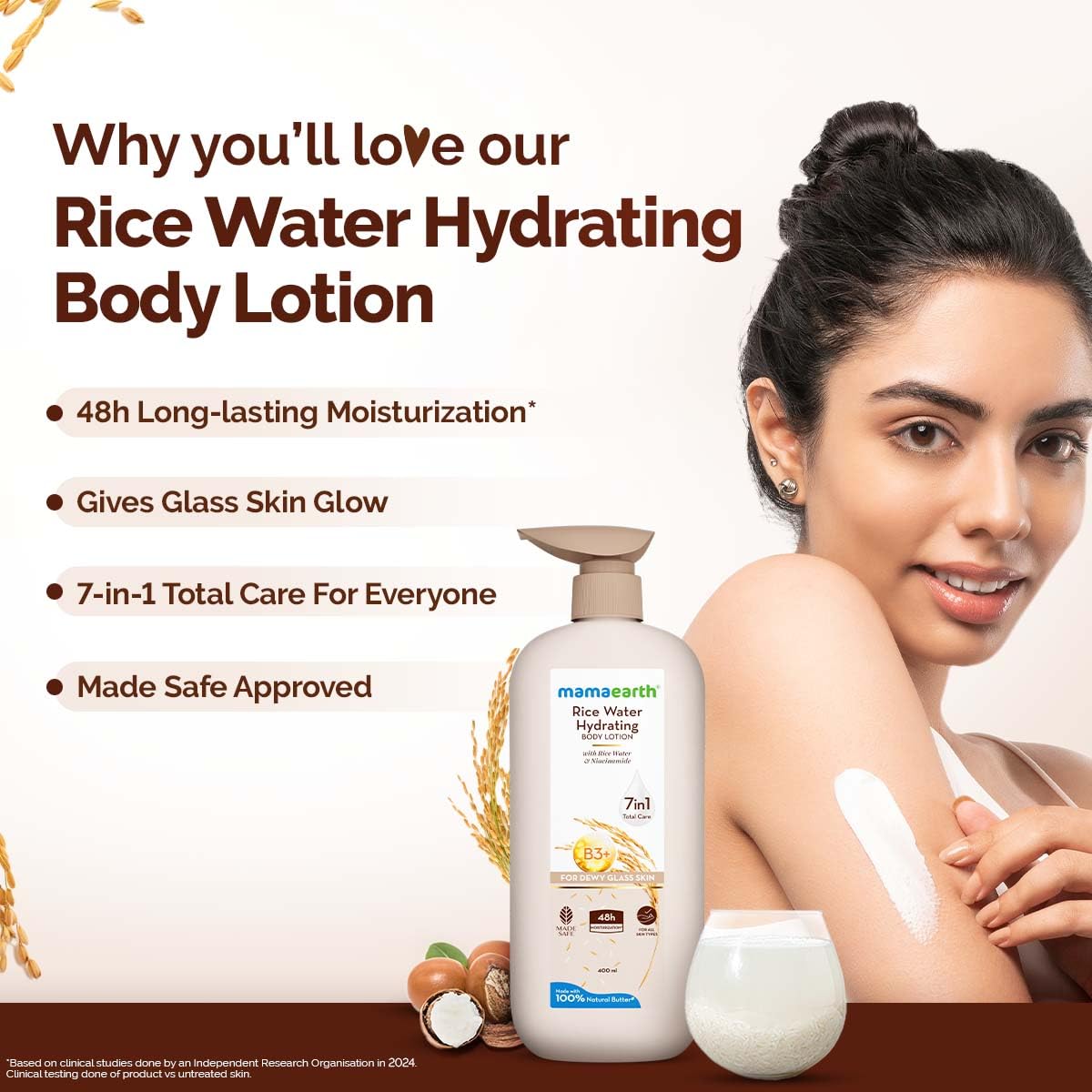 Mamaearth Rice Water Hydrating Body Lotion for Dewy Glass Skin 400ml