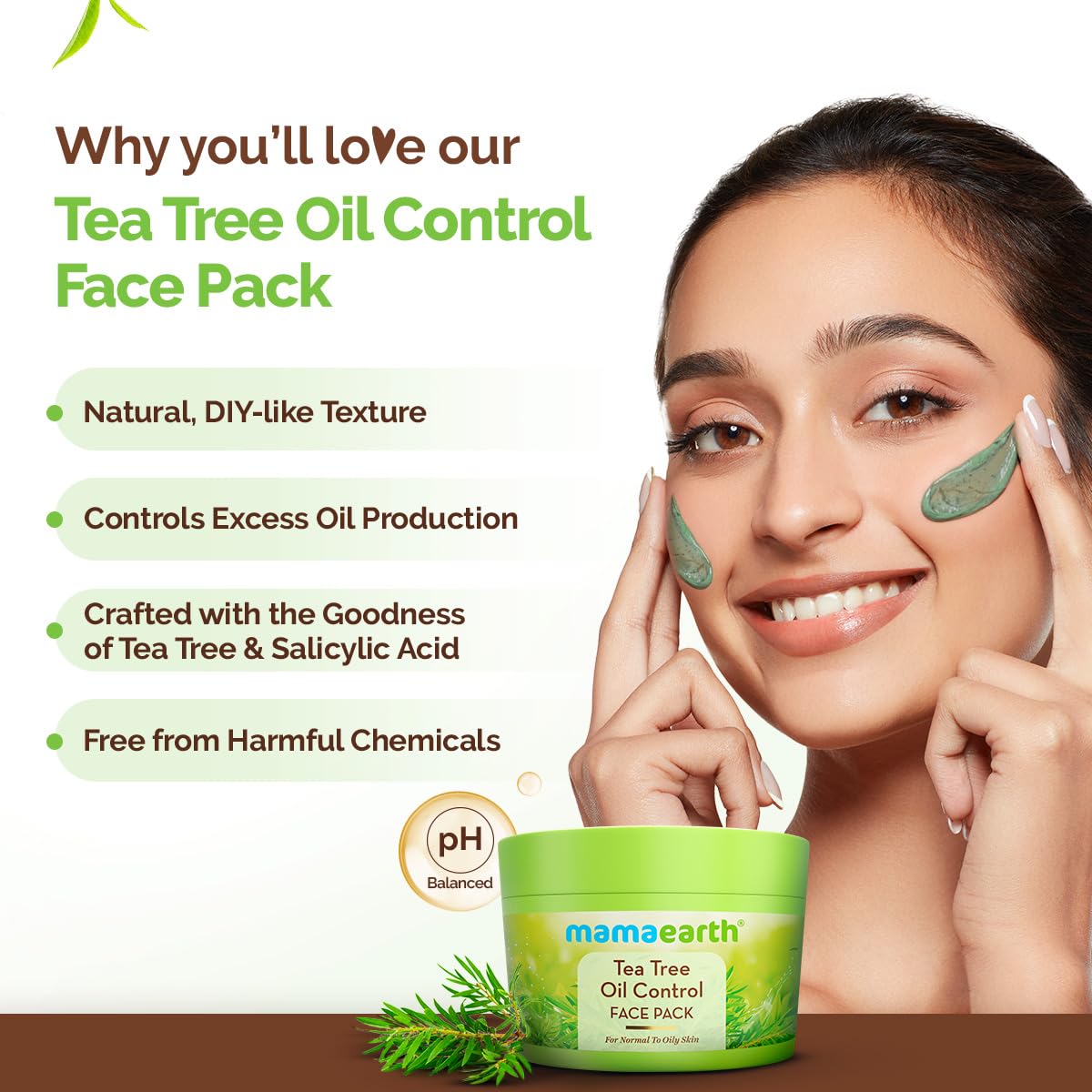Mamaearth Tea Tree Oil Control Face Pack | For Acne, Pimple and Oil control 200G