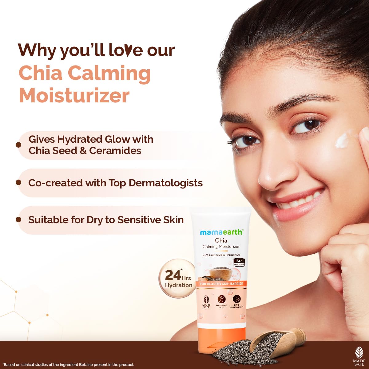 Mamaearth Chia Calming Moisturizer with Chia Seed | For Hydrated Glow | For Dry & Sensitive Skin | 80g