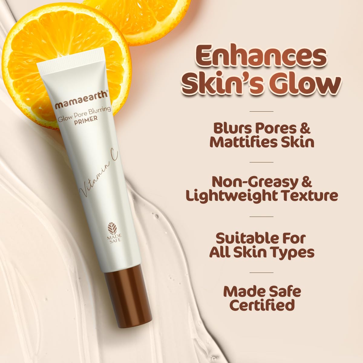 Mamaearth Glow Pore Blurring Primer with Vitamin C & Turmeric - 25 g