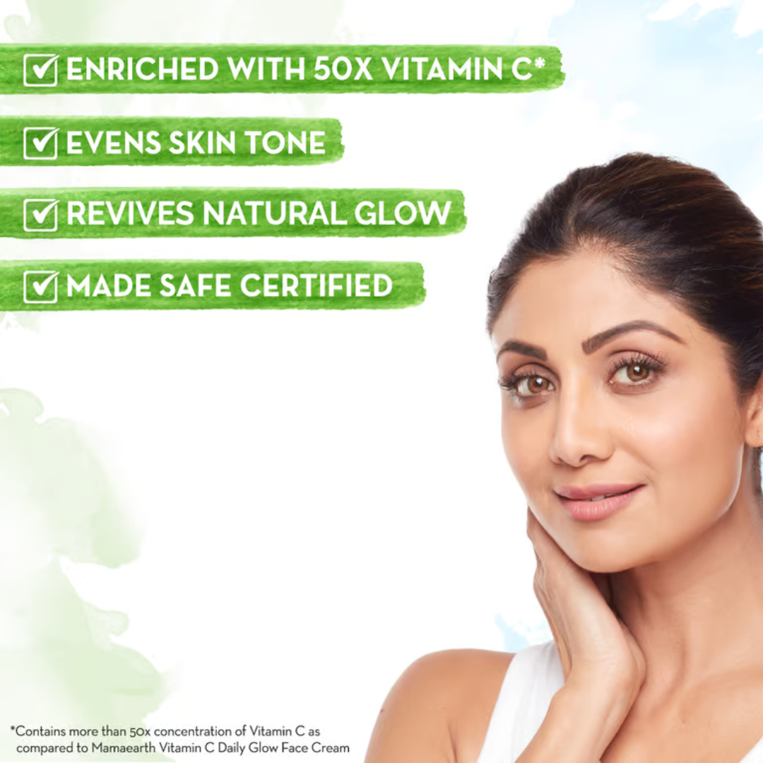 Mamaearth Vitamin C Glow & Radiance Kit (facewash 100ml) + (daily glow serum 30ml) + (Oil free moisturizer 80g)