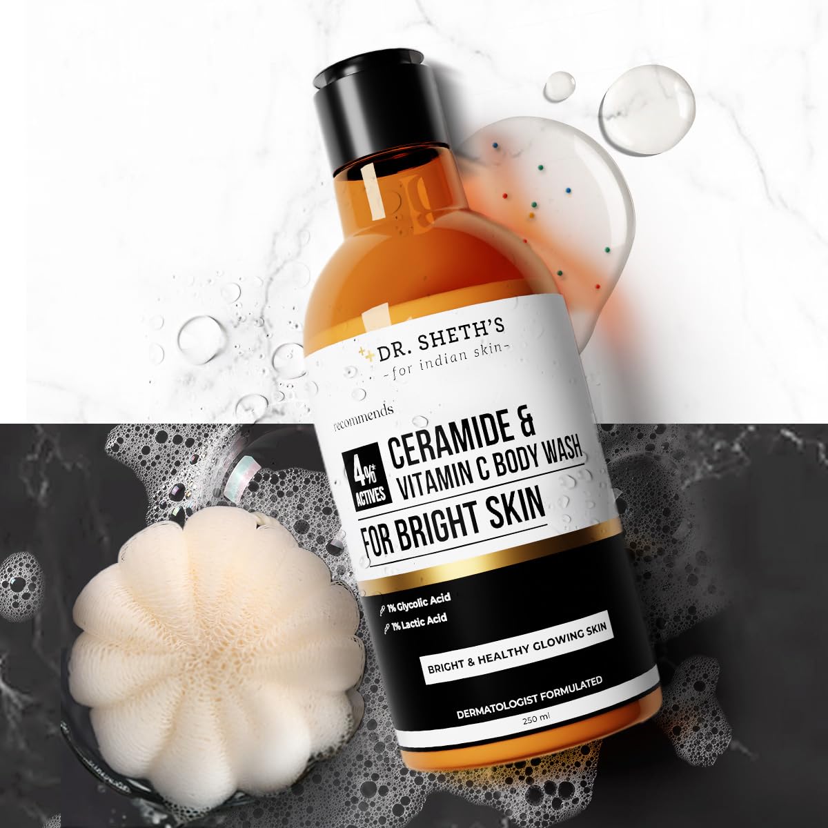Dr. Sheth's Ceramide & Vitamin C Body Wash | For Bright, Healthy & Glowing Skin (250 ml)