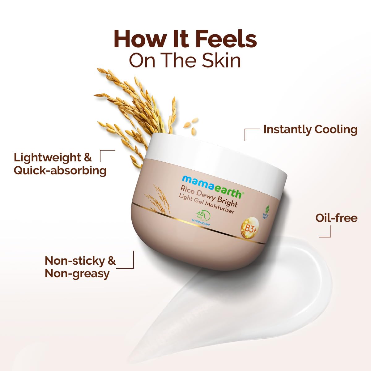 Mamaearth Rice Dewy Bright Light Gel Moisturizer | Glass Skin Glow | 200g