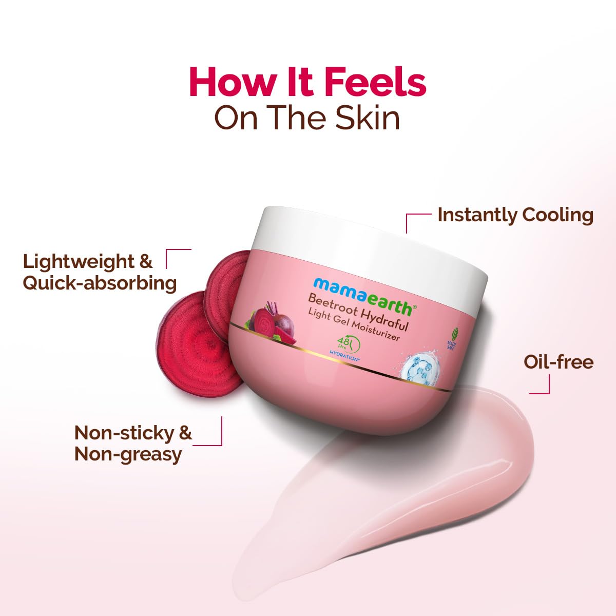 Mamaearth Beetroot Hydraful Light Gel Moisturizer | Hydrated Pink Glow | 200g