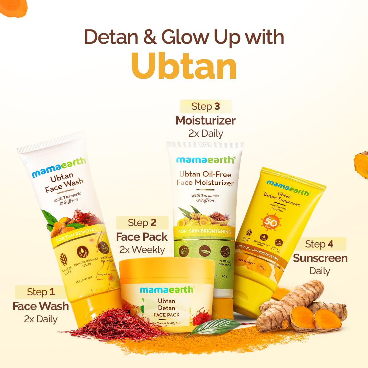Mamaearth Ubtan Detan Face Pack | Instantly Reduces Tan, Adds Glow | 200g