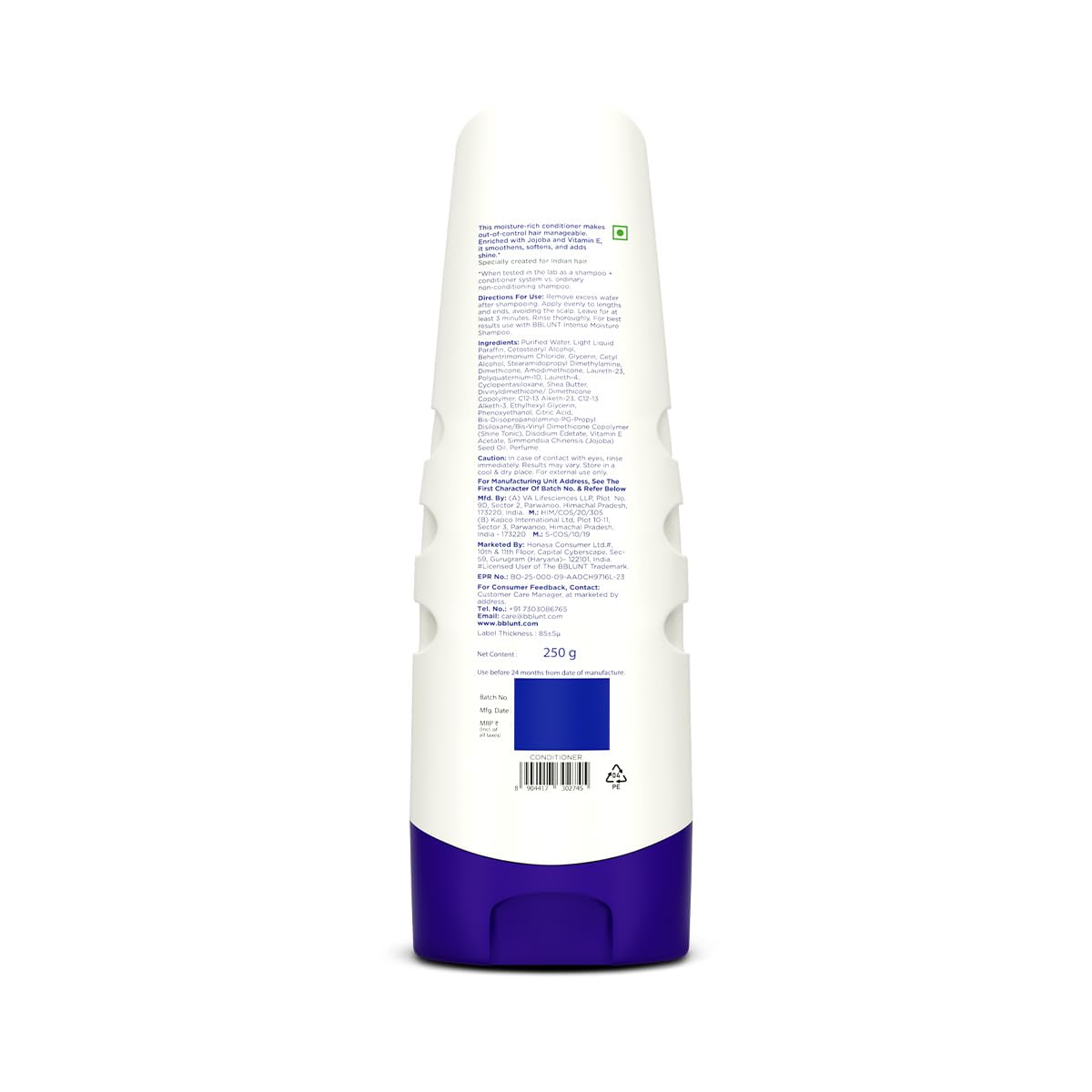 BBLUNT Intense Moisture Conditioner For Dry & Frizzy Hair - 250 Grams