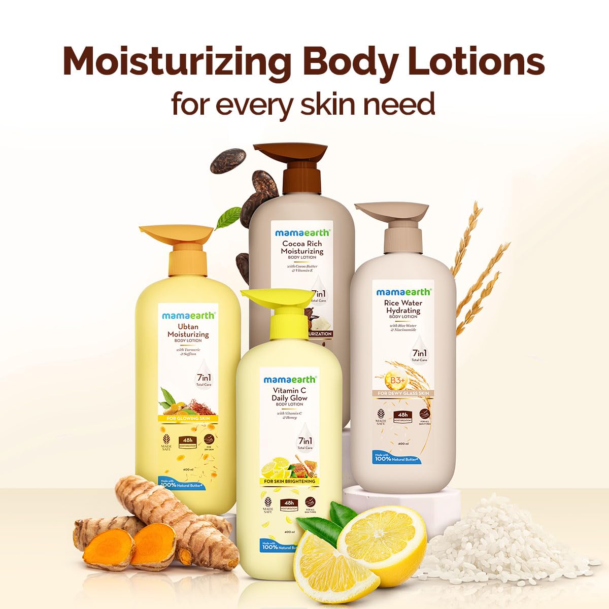 Mamaearth Ubtan Moisturizing Body Lotion for Glowing Skin 400 ml
