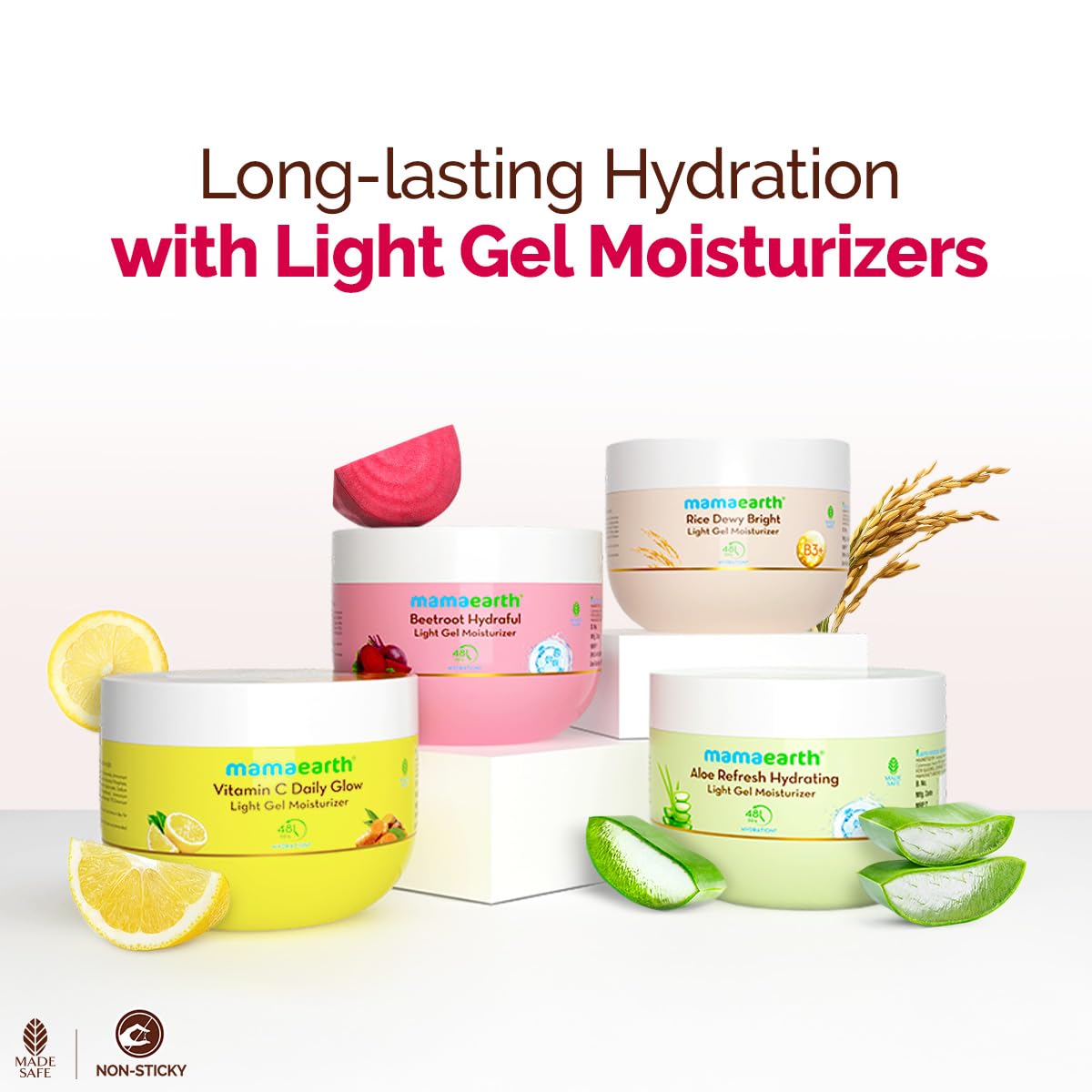 Mamaearth Beetroot Hydraful Light Gel Moisturizer | Hydrated Pink Glow | 200g