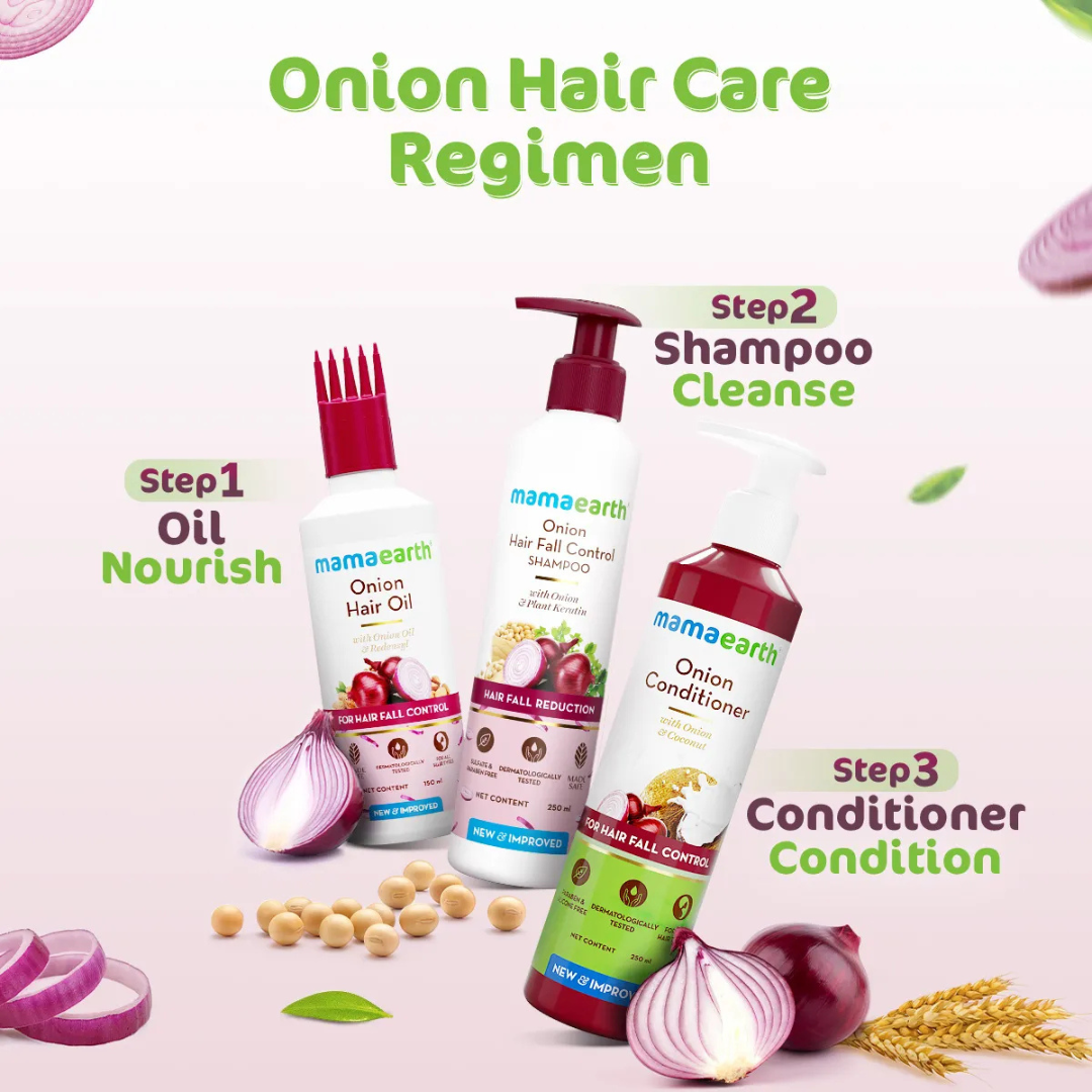 Mamaearth Onion Hair Regrowth Combo Onion Shampoo 250ml + Onion Conditioner 250ml