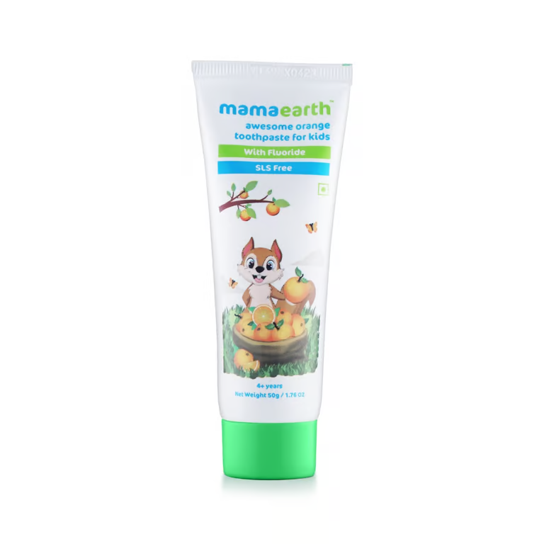 Mamaearth Sulfate Free Awesome Orange Toothpaste For Kids With Fluoride - 50g