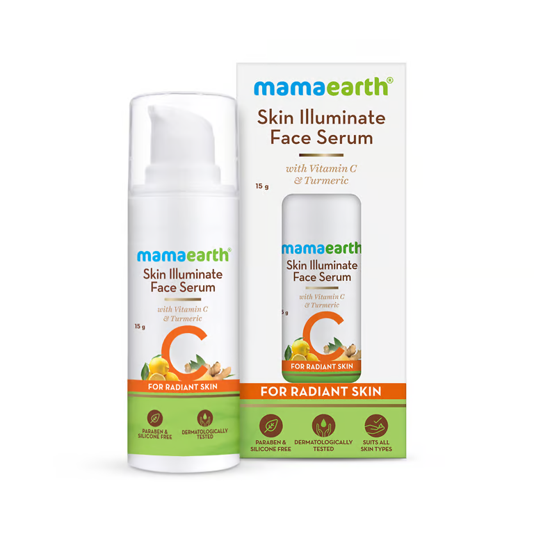 Mamaearth skin illuminate face serum white background