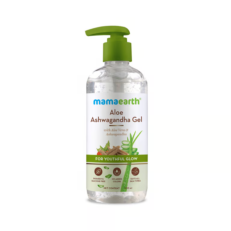 Mamaearth Aloe Ashwagandha Gel with Aloe Vera & Ashwagandha for a Youthful Glow - 300 ml