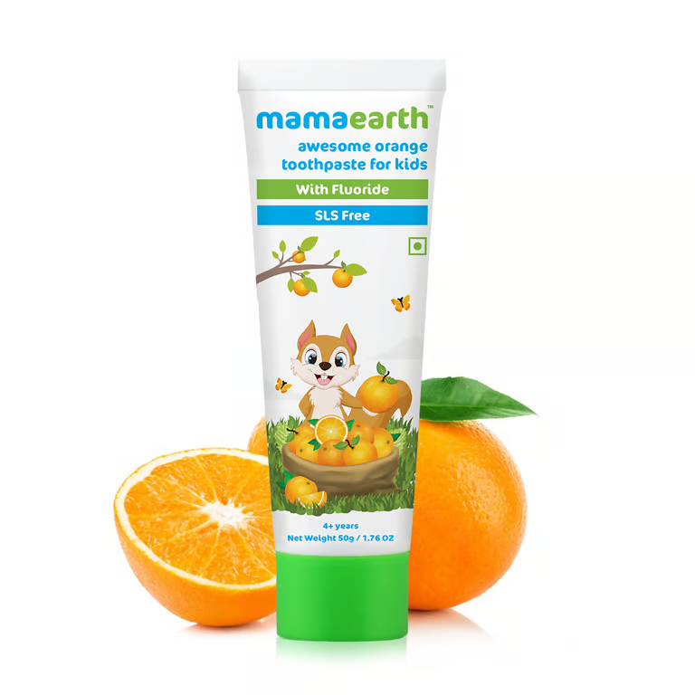 Mamaearth Sulfate Free Awesome Orange Toothpaste For Kids With Fluoride - 50g