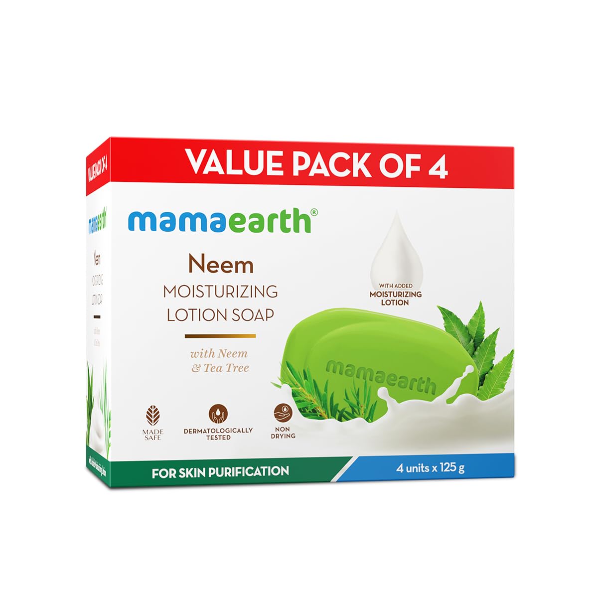 Mamaearth Moisturizing Lotion Soap (Pack of 125g x 4)