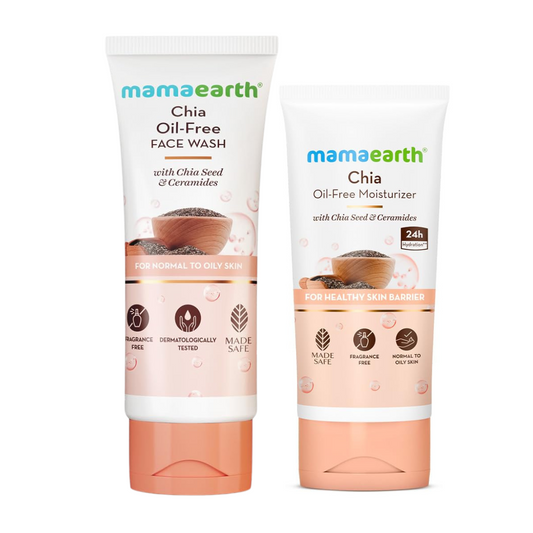 Mamaearth Chia Glow Repair Skin Barrier Duo – Oil-Free Face Wash 100ml + Moisturizer 80g