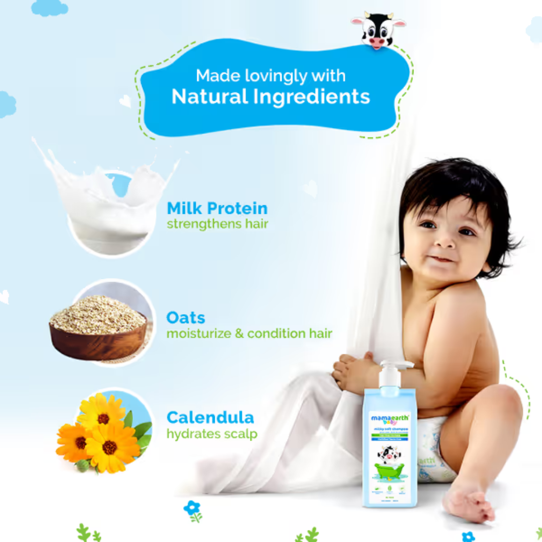 Mamaearth Milky Soft Shampoo with Oats, Milk and Calendula for Babies - 400 ml
