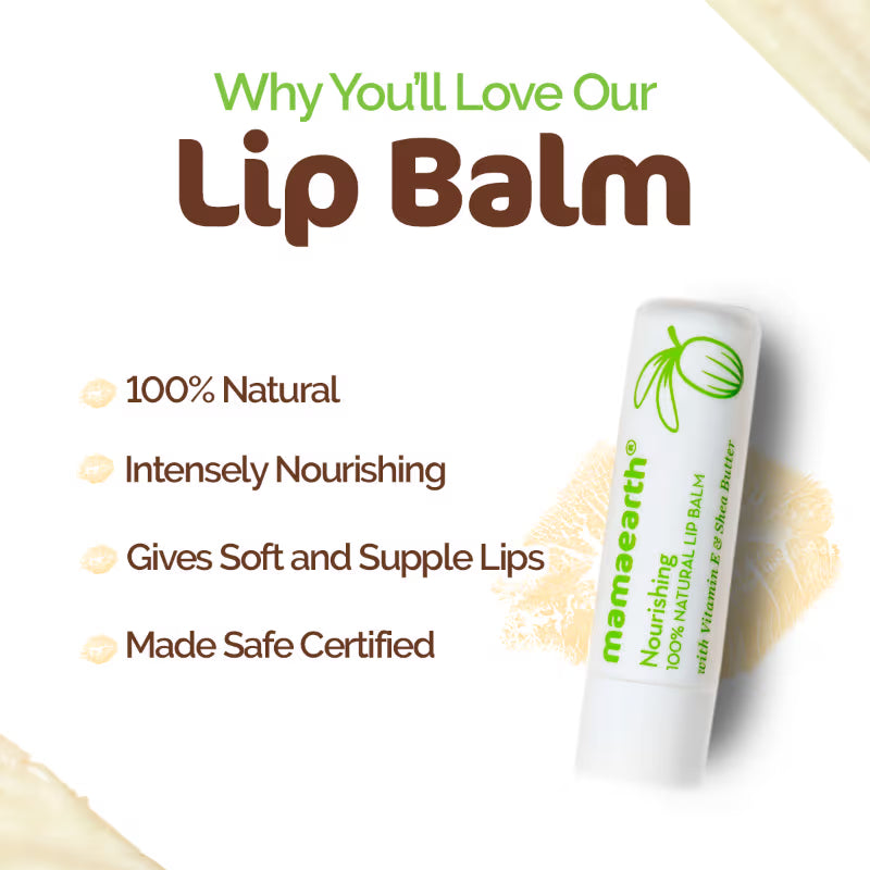Mamaearth Nourishing 100% Natural Lip Balm with Vitamin E and Shea Butter for Soft & Supple Lips - 4 g