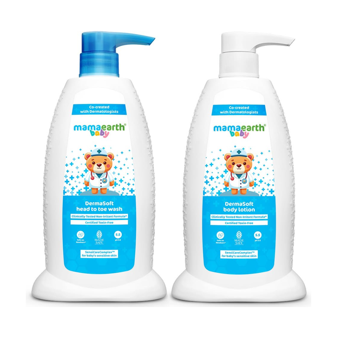 Mamaearth Baby DermaSoft SensiCare™ Complete Care Combo (Head to Toe Wash 250ml + Body Lotion 250ml)