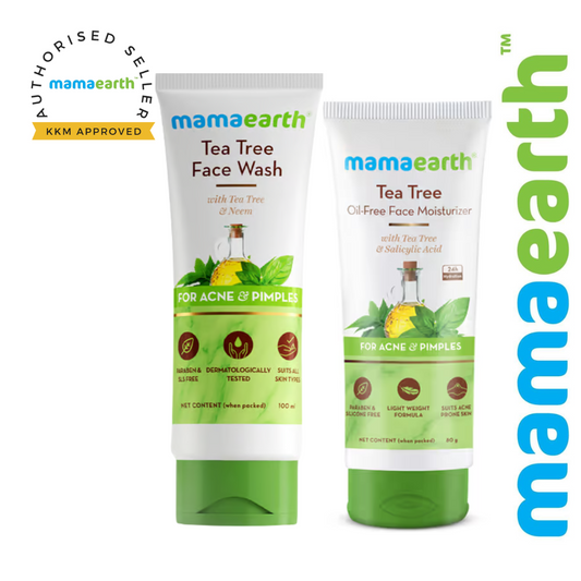 Mamaearth Tea Tree Anti-Acne Kit | Controls Pimples, Fights Acne |  Face Wash (100ml) + Oil-Free Moisturizer (80ml)