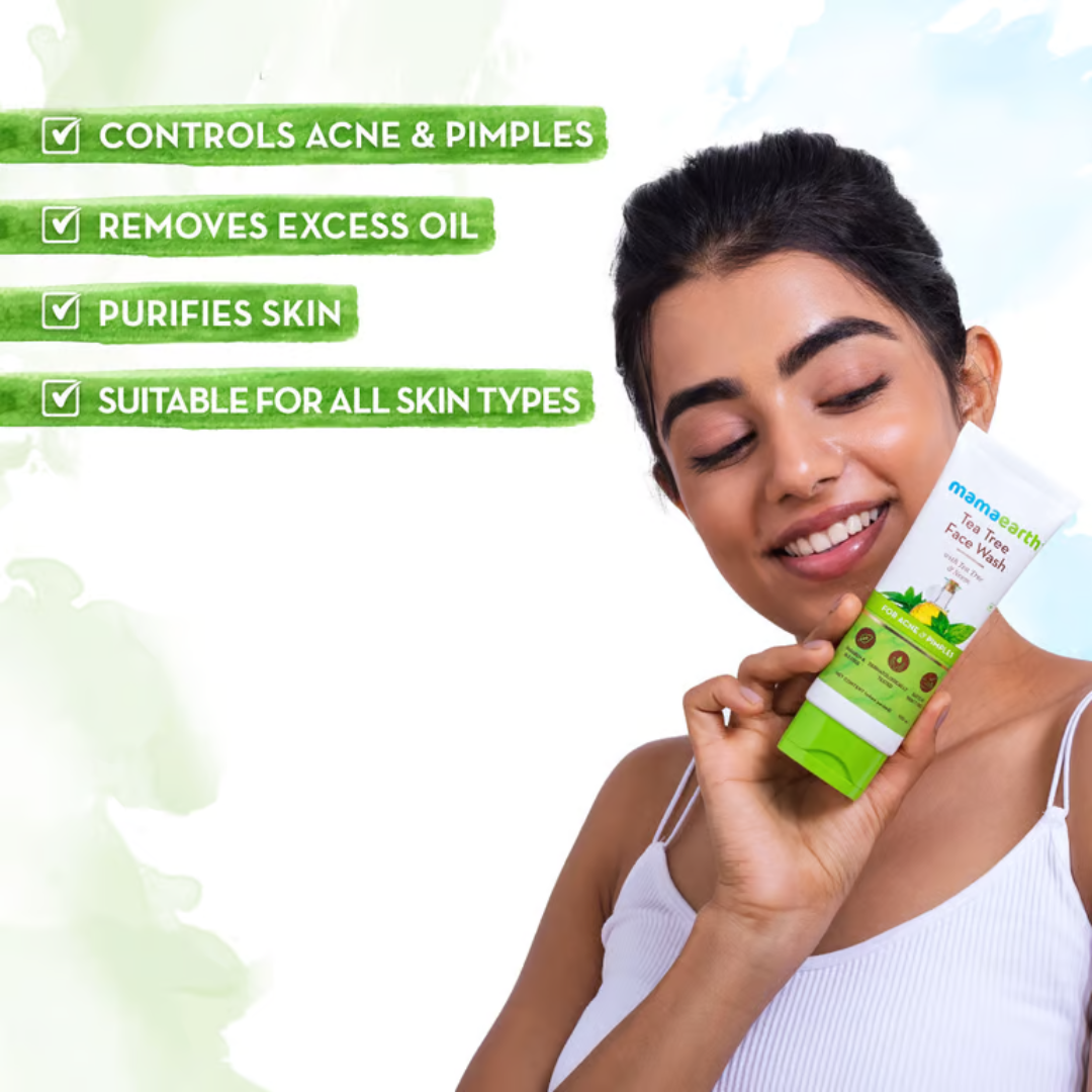 Mamaearth Tea Tree Anti-Acne Kit | Controls Pimples, Fights Acne |  Face Wash (100ml) + Oil-Free Moisturizer (80ml)