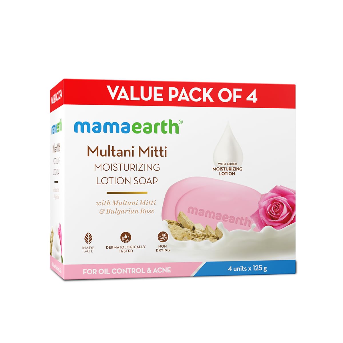 Mamaearth Moisturizing Lotion Soap (Pack of 125g x 4)
