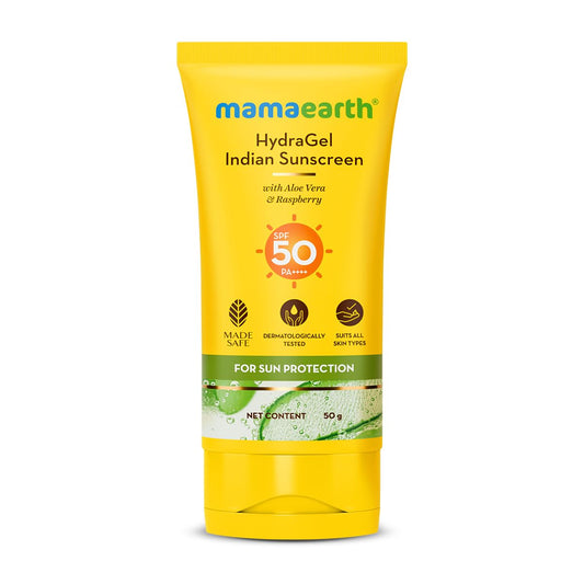 Mamaearth HydraGel Indian Sunscreen with Aloe Vera and Raspberry for Sun Protection - 50 g