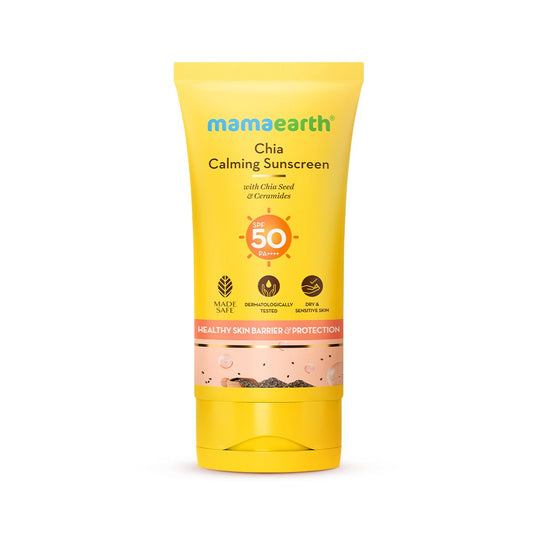 Mamaearth Chia Calming Sunscreen | Hydrated Glow & Sun Protection  | For Dry, Normal & Sensitive Skin | 50 g