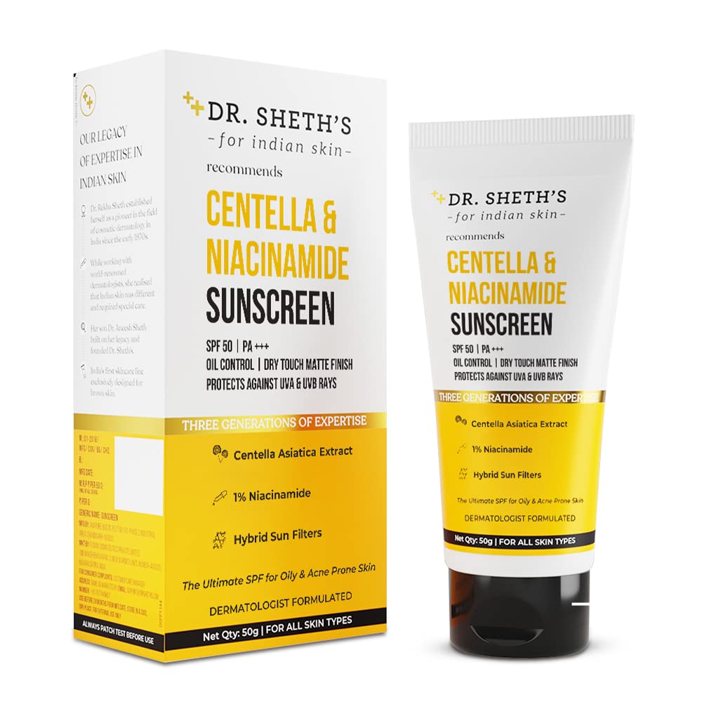 Dr. Sheth's Centella & Niacinamide Sunscreen Spf 50 Pa+++ 50G