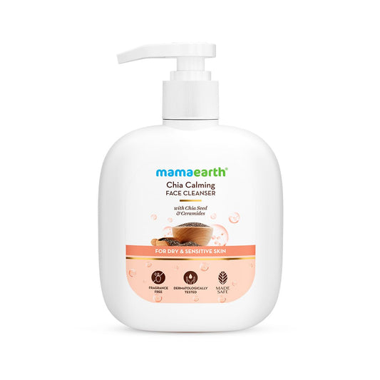 Mamaearth Chia Calming Face Cleanser | Gives Hydrated Glow | For Dry & Sensitive Skin | 180ml