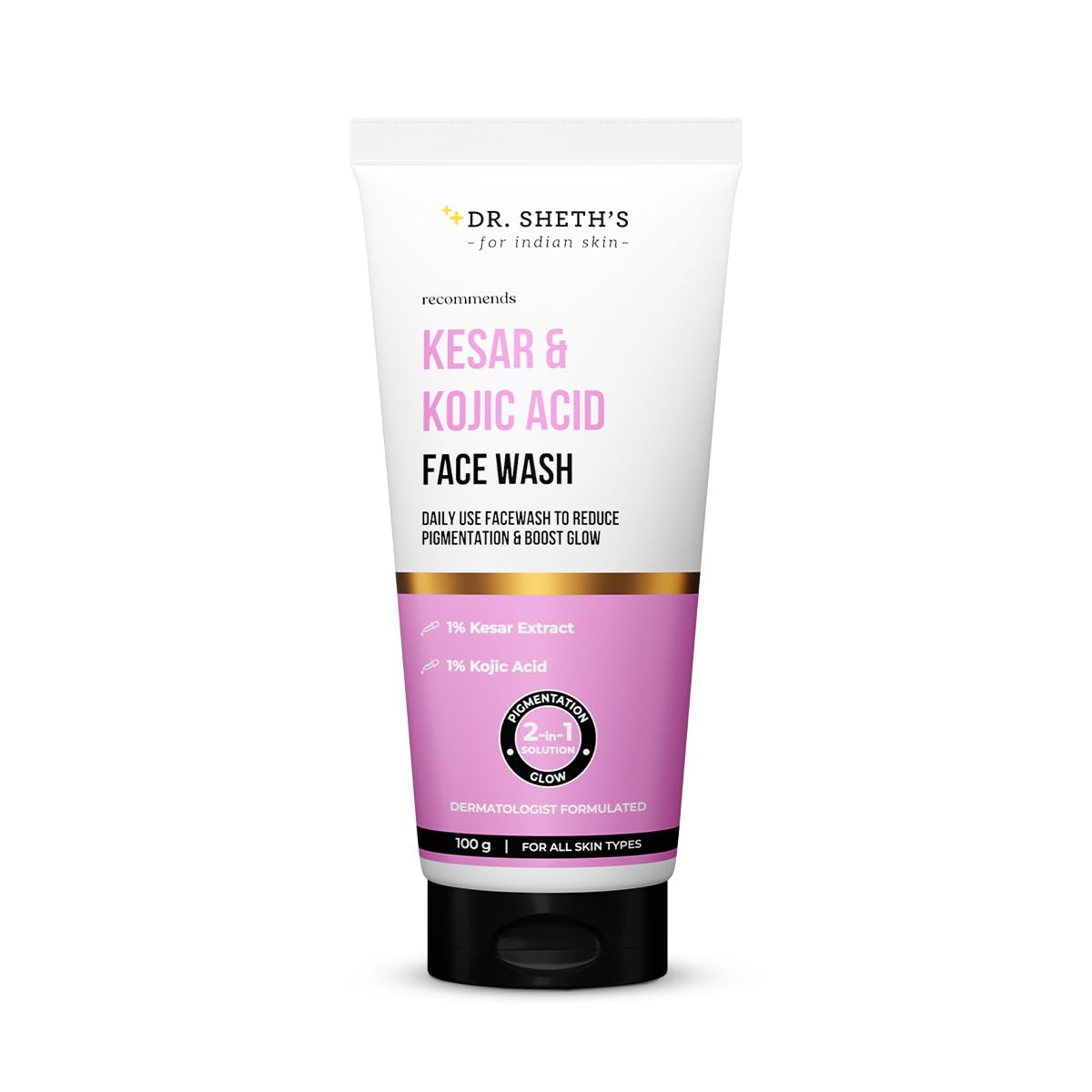 Dr. Sheth's Kesar & Kojic Acid Facewash | Pigmentation Free & Glowing Skin | 100g