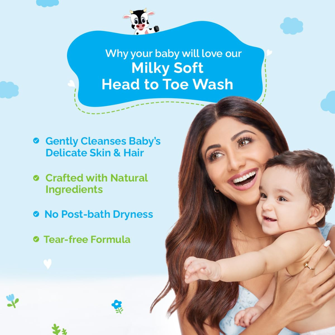 Mamaearth Kids & Baby Milky Soft Complete Care Kit (Foaming Face Wash 150 ml + Head to Toe Wash 400 ml + Body Lotion 400 ml)