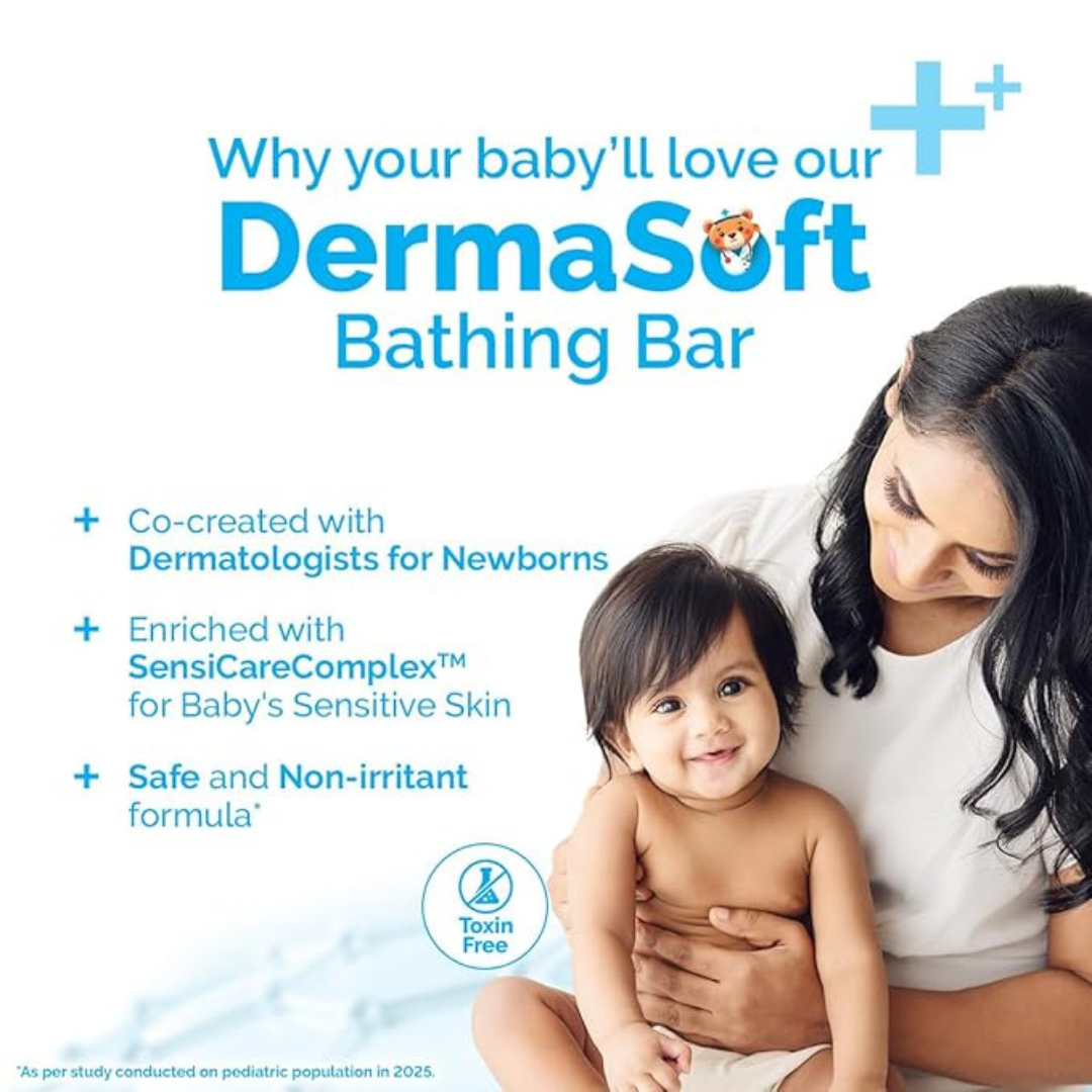 Mamaearth Baby DermaSoft SensiCare™ Gentle Bath & Face Care Combo (Bathing Bar 75g + Face Cream 80g)