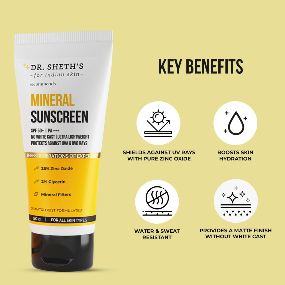 Dr. Sheth's Mineral Sunscreen SPF 50 PA+++ (50g)