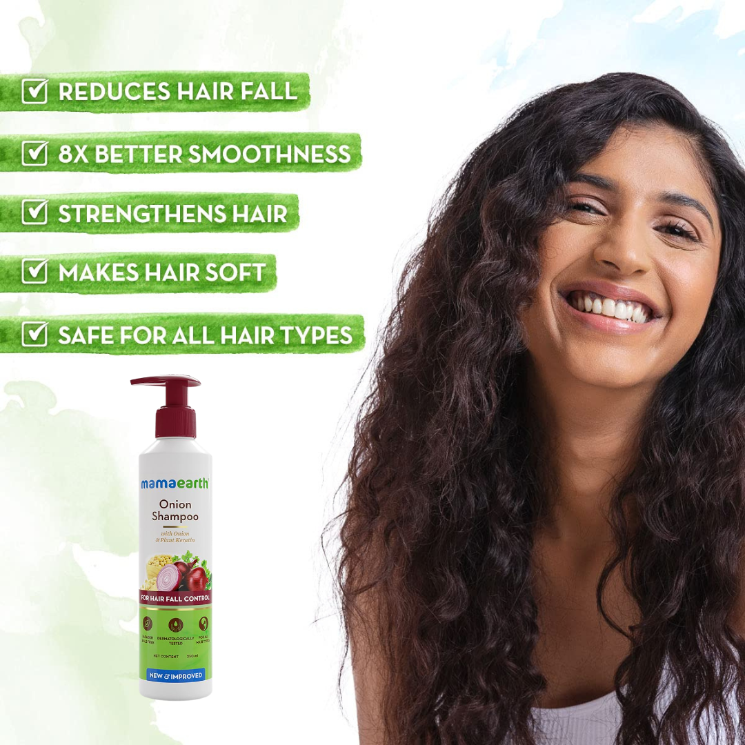 Mamaearth Onion & Rosemary Hair Fall Control Kit – (Shampoo 250ml + Conditioner 250ml + Serum 50ml)