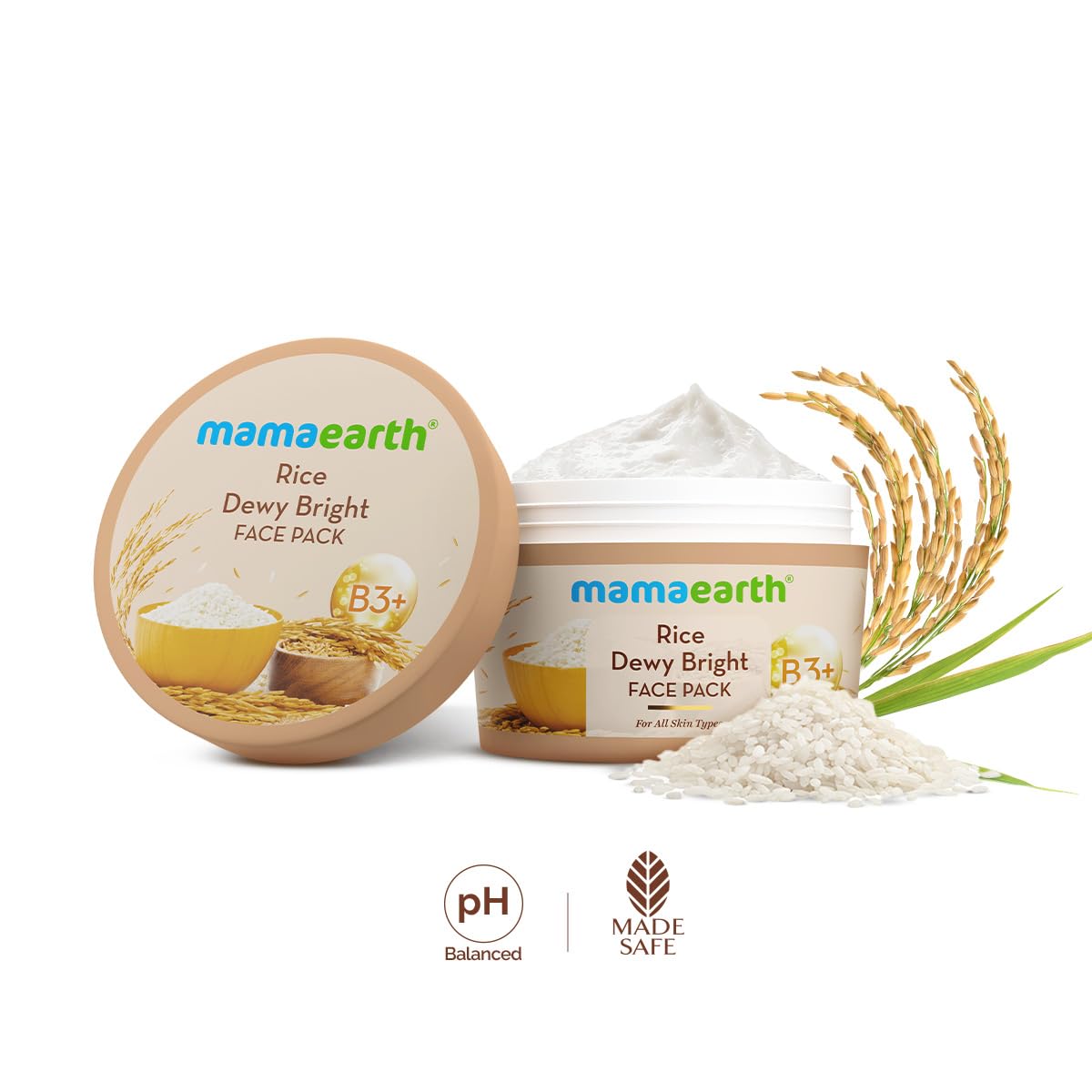 Mamaearth Rice Dewy Bright Face Pack | Gives Glass-Like Glow | Instant Brightness | 200g