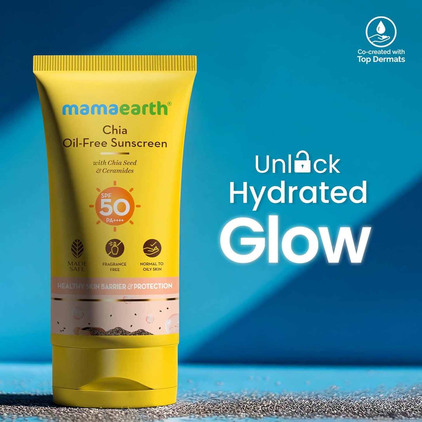 Mamaearth Chia Oil-Free Sunscreen | Hydrated Glow & Sun Protection | For Normal to Oily Skin | 50g