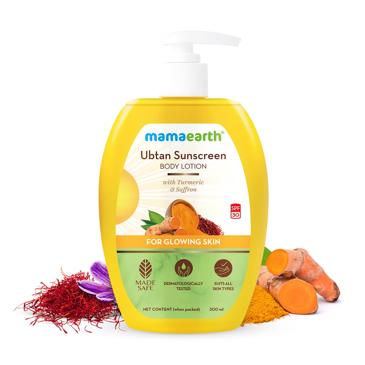 Mamaearth Ubtan Sunscreen Body Lotion SPF 30 for Glowing Skin – 300 ml